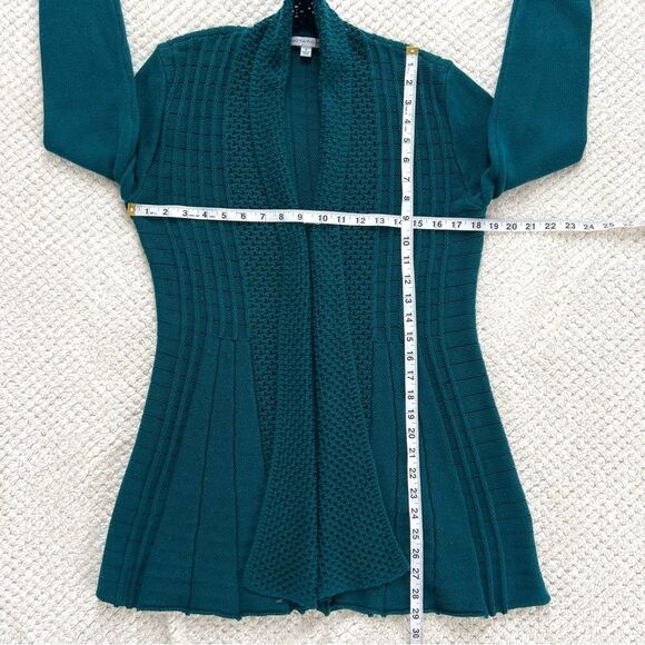 Notations Teal Long Sleeve Midweight Swingy Knit Cardigan Sweater - Picture 9 of 15